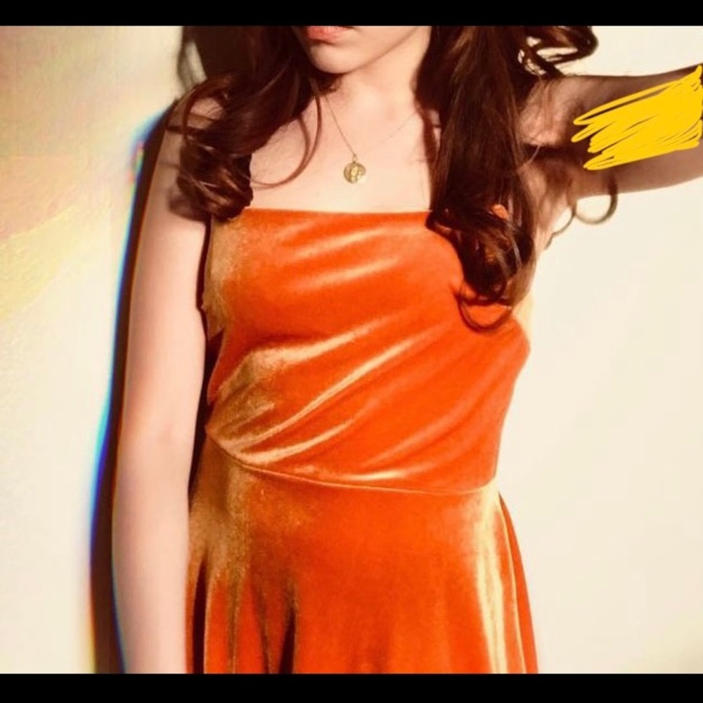 Burnt Orange UO Velvet Dress